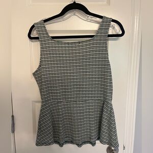Green and Pink plaid sleeveless peplum top